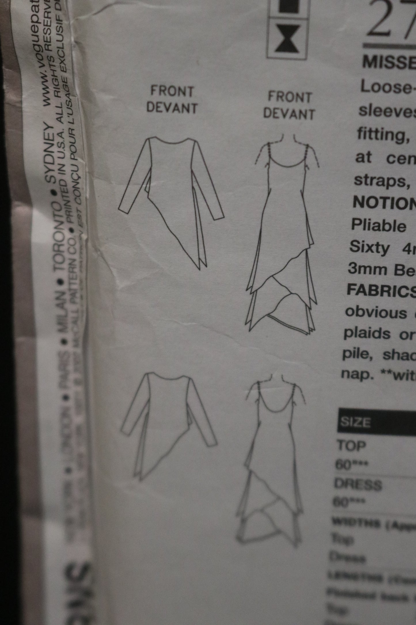 Vogue 2746 Tom and Linda Platt Misses / Miss Petite Top and Dress Sewing Pattern - UNCUT - Size 14 16 18