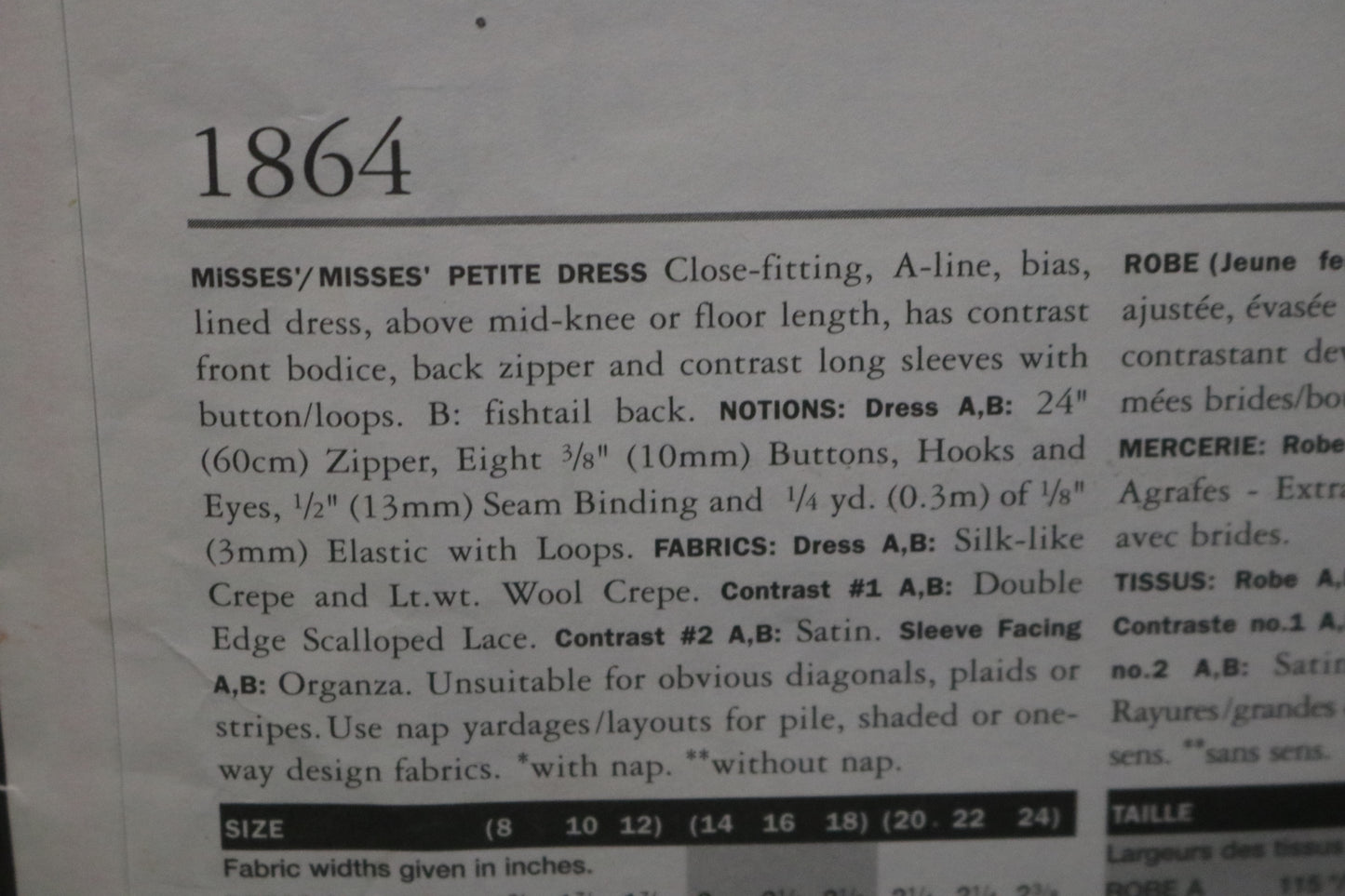 Vogue 1864 Badgely Mishcka Misses / Misses Petite Dress Sewing Pattern  UNCUT Size 8 10 12