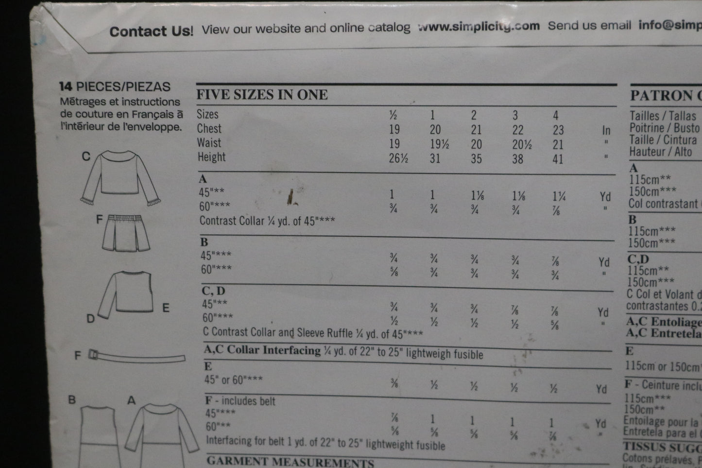 New Look 6228 Girls Toddlers Coat, Jacket, Blouse, Jumper, Vest and Pleated Skirt with Belt Sewing Pattern UNCUT Size 1/2 1 2 3 4