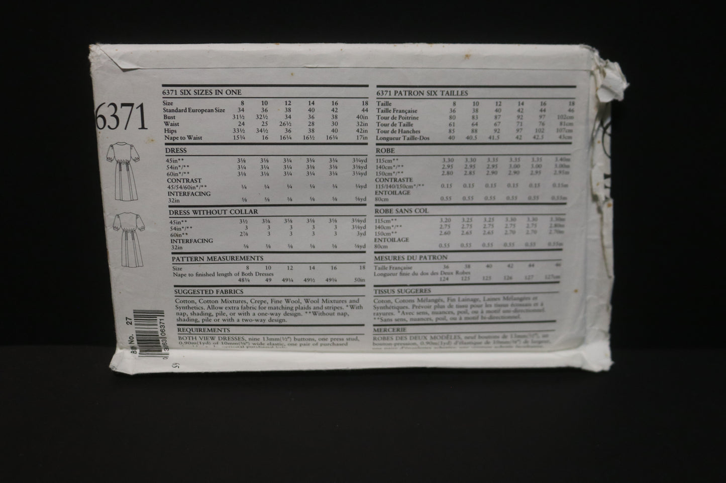 New Look 6371 Misses Dress Sewing Pattern - UNCUT - Size 8 - 18