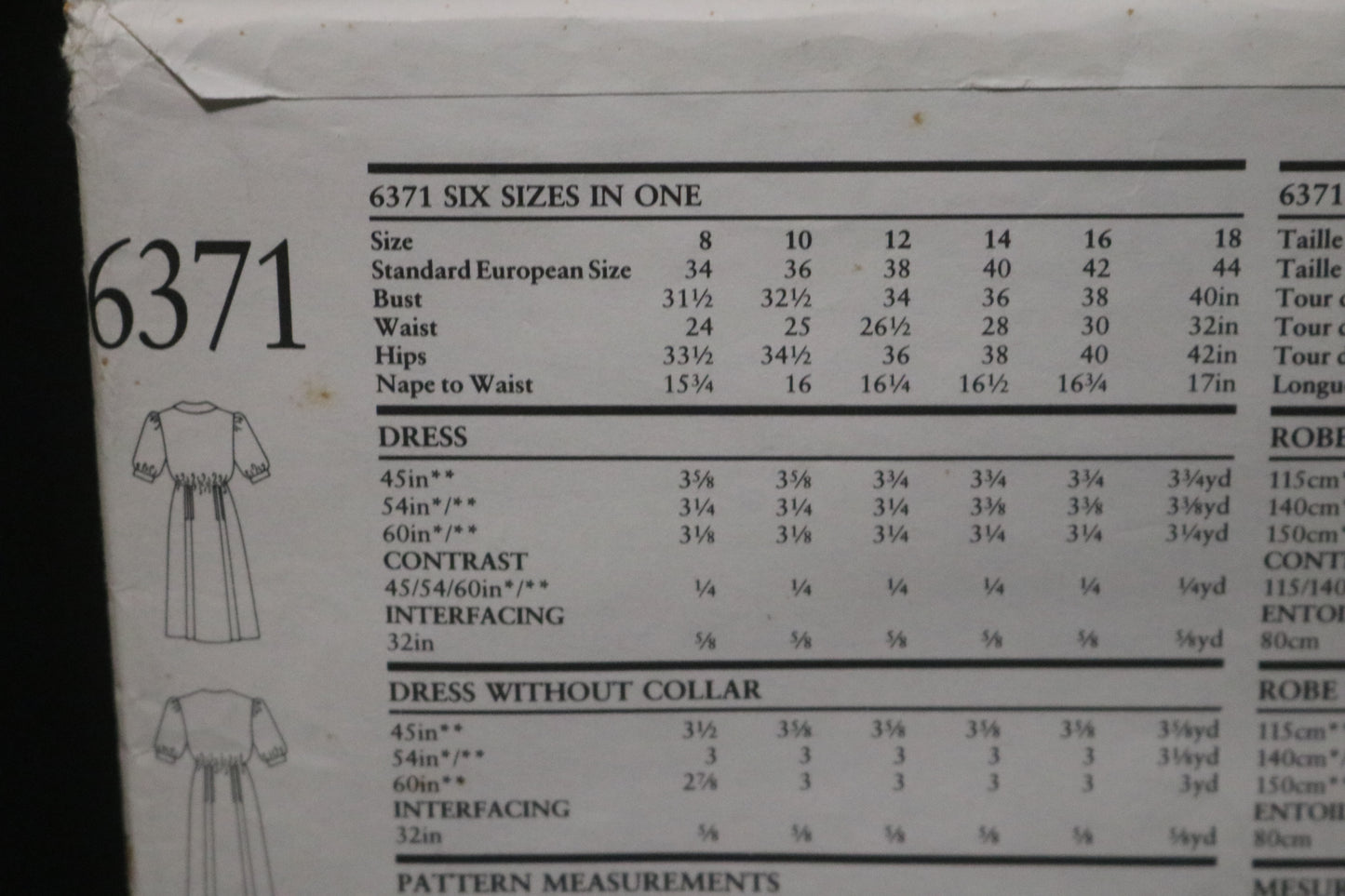New Look 6371 Misses Dress Sewing Pattern - UNCUT - Size 8 - 18