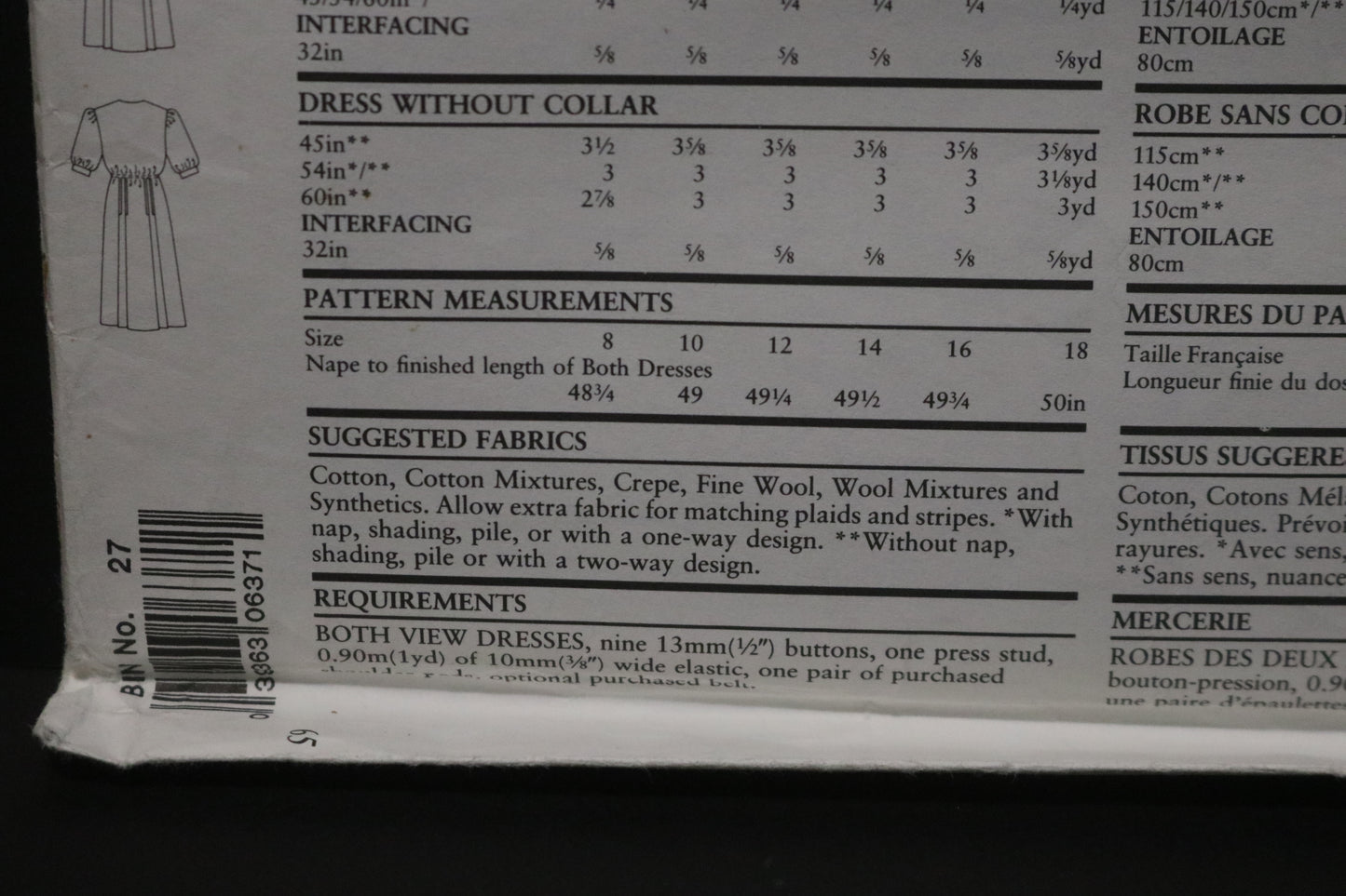 New Look 6371 Misses Dress Sewing Pattern - UNCUT - Size 8 - 18