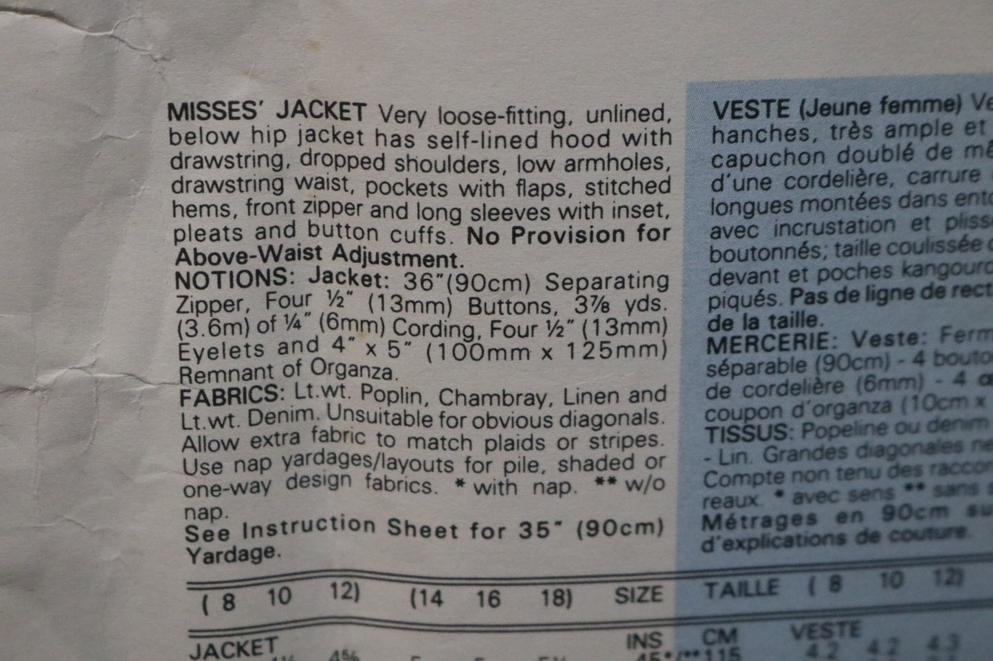 Vogue 2461 Calvin Klein American Designer Misses Jacket Sewing Pattern - UNCUT - Size 8 10 12