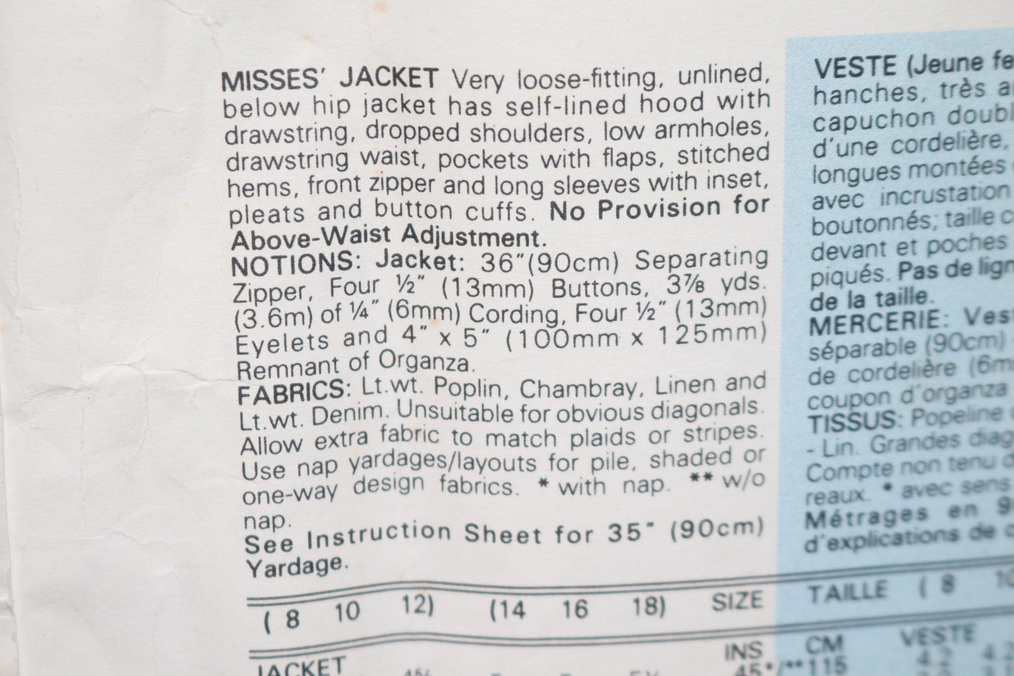 Vogue 2461 Calvin Klein American Designer Misses Jacket Sewing Pattern - UNCUT - Size 8 10 12