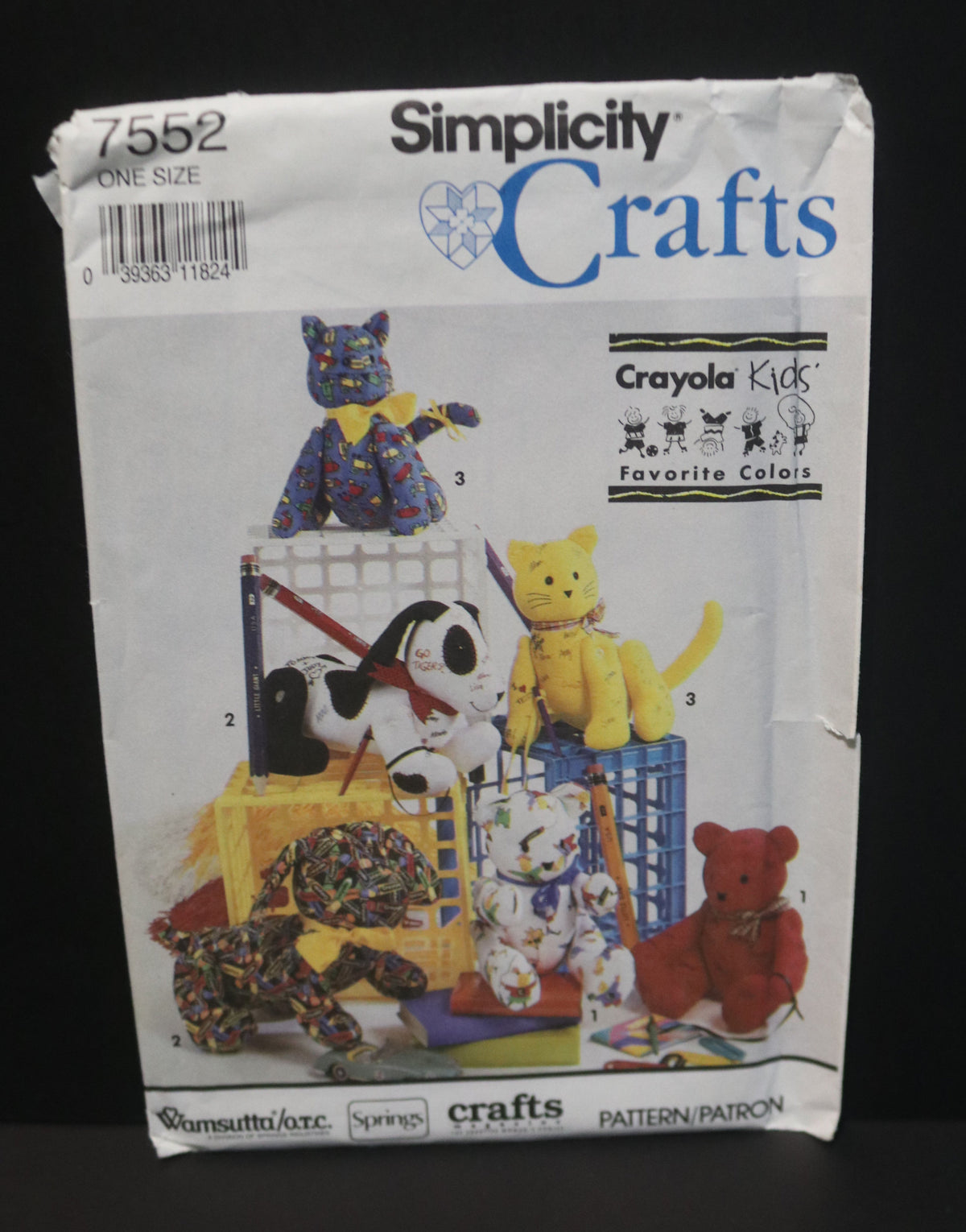 Simplicity 7552 Crayola Autograph Hound Cat ans Bear Sewing Pattern UN ...