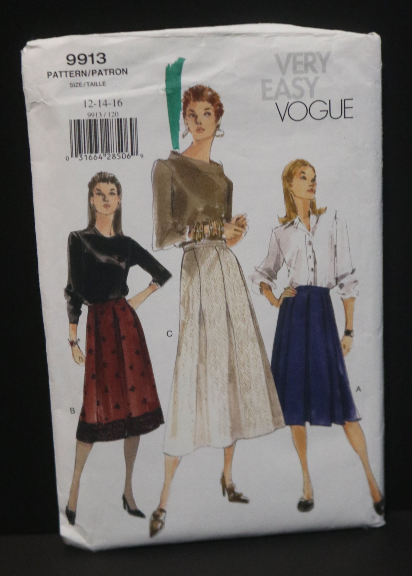 Vogue 9913  Misses Skirt Sewing Pattern - UNCUT -  Size 12 14 16