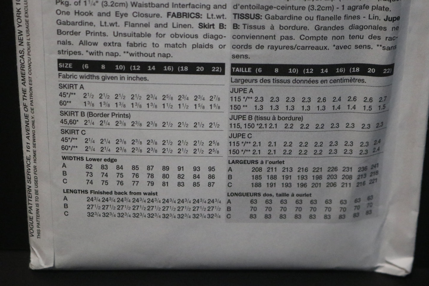 Vogue 9913  Misses Skirt Sewing Pattern - UNCUT -  Size 12 14 16