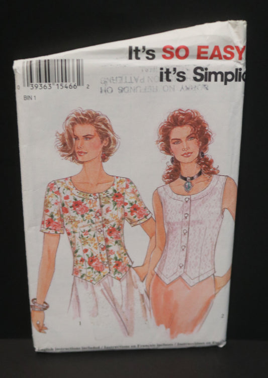 Simplicity 9012 Misses Tops Sewing Pattern - UNCUT - Size 8 - 18