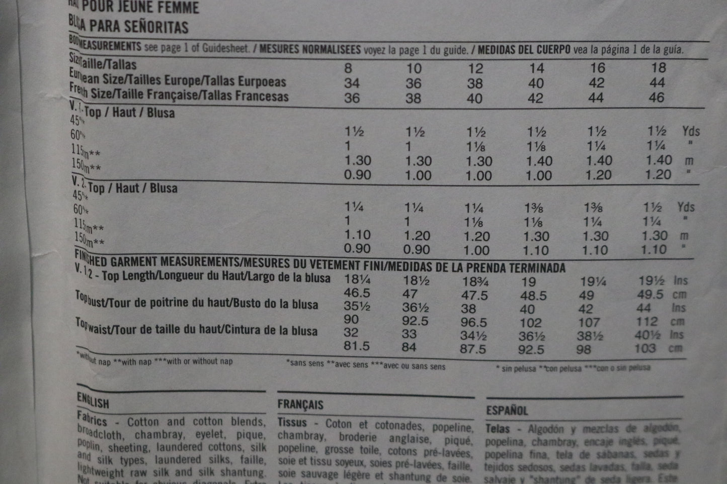 Simplicity 9012 Misses Tops Sewing Pattern - UNCUT - Size 8 - 18