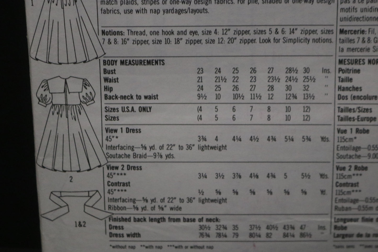 Simplicity 9831 Girls and Childs Dress Sewing Pattern - UNCUT - Size 4 - 12