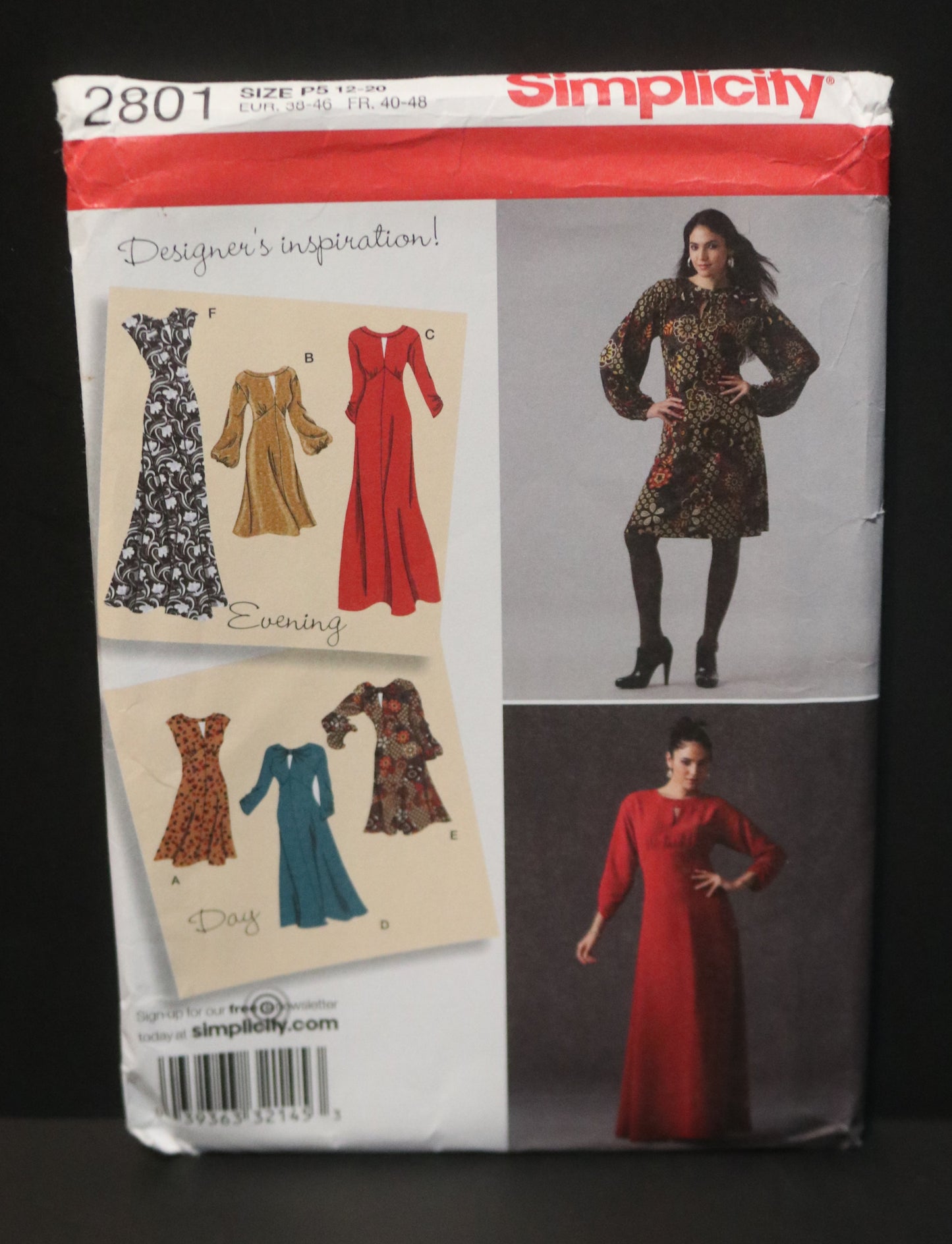 Simplicity 2801 Misses Dress in Three Lengths with Bodice and Sleeve Variations Sewing Pattern UNCUT  Size 12 - 20