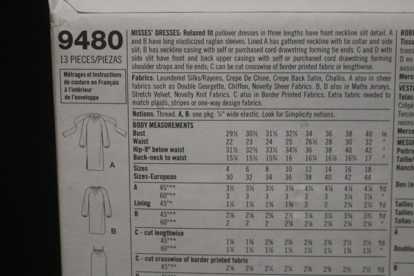 Simplicity 9480 Misses Dresses Sewing Pattern UNCUT  Size 12 14 16 18