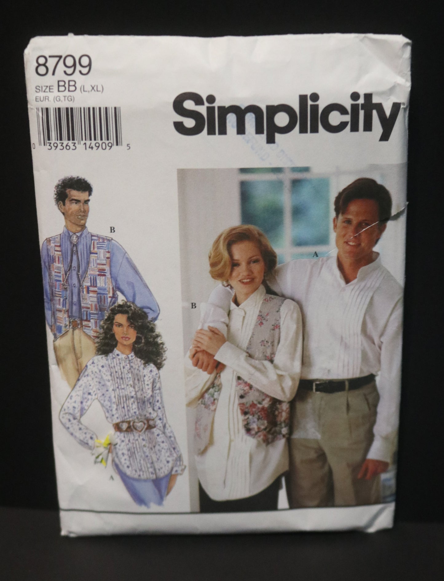 Simplicity 8799 Misses Mens or Teen Boys Shirt and Lined Vest Sewing Pattern UNCUT - Size L,XL
