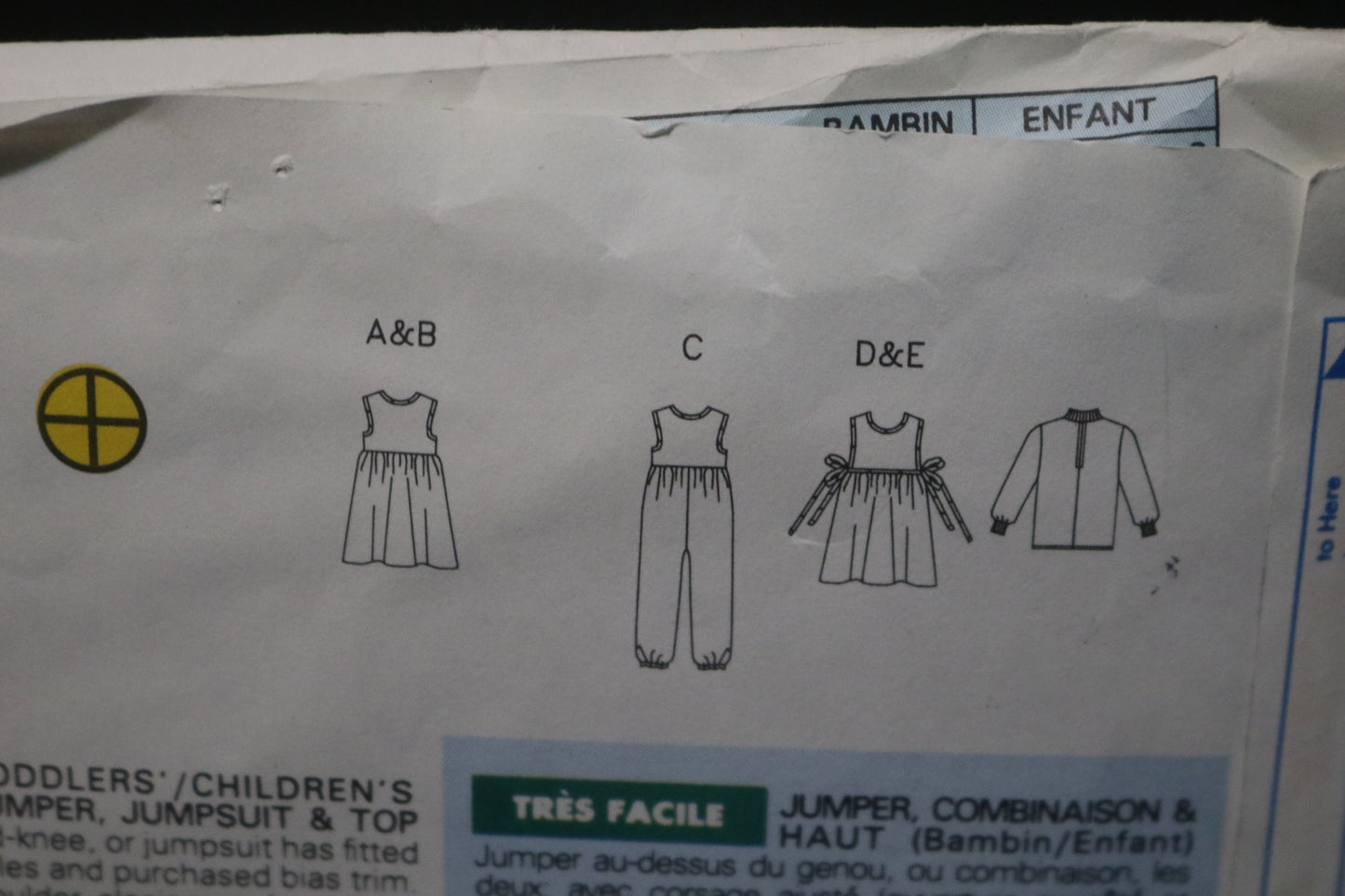 Butterick 5002 Toddlers Girls Jumper, Jumpsuit and Top Sewing Pattern - UNCUT - Size 1 2 3