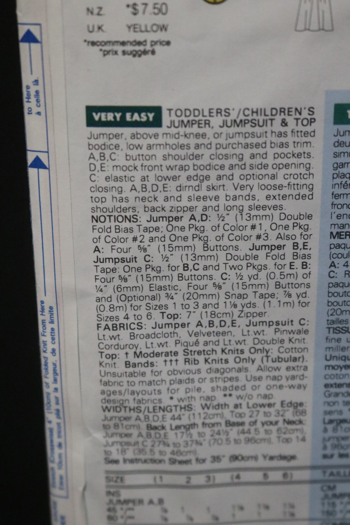 Butterick 5002 Toddlers Girls Jumper, Jumpsuit and Top Sewing Pattern - UNCUT - Size 1 2 3