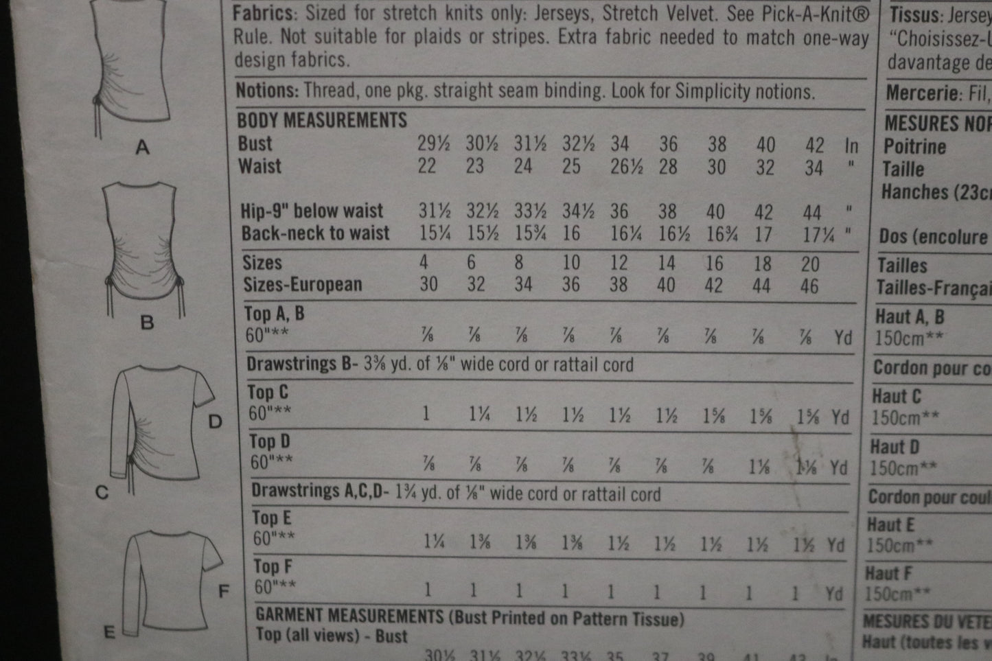 Simplicity 8459 Misses Knit Top Sewing Pattern - UNCUT - Size 10 12 14