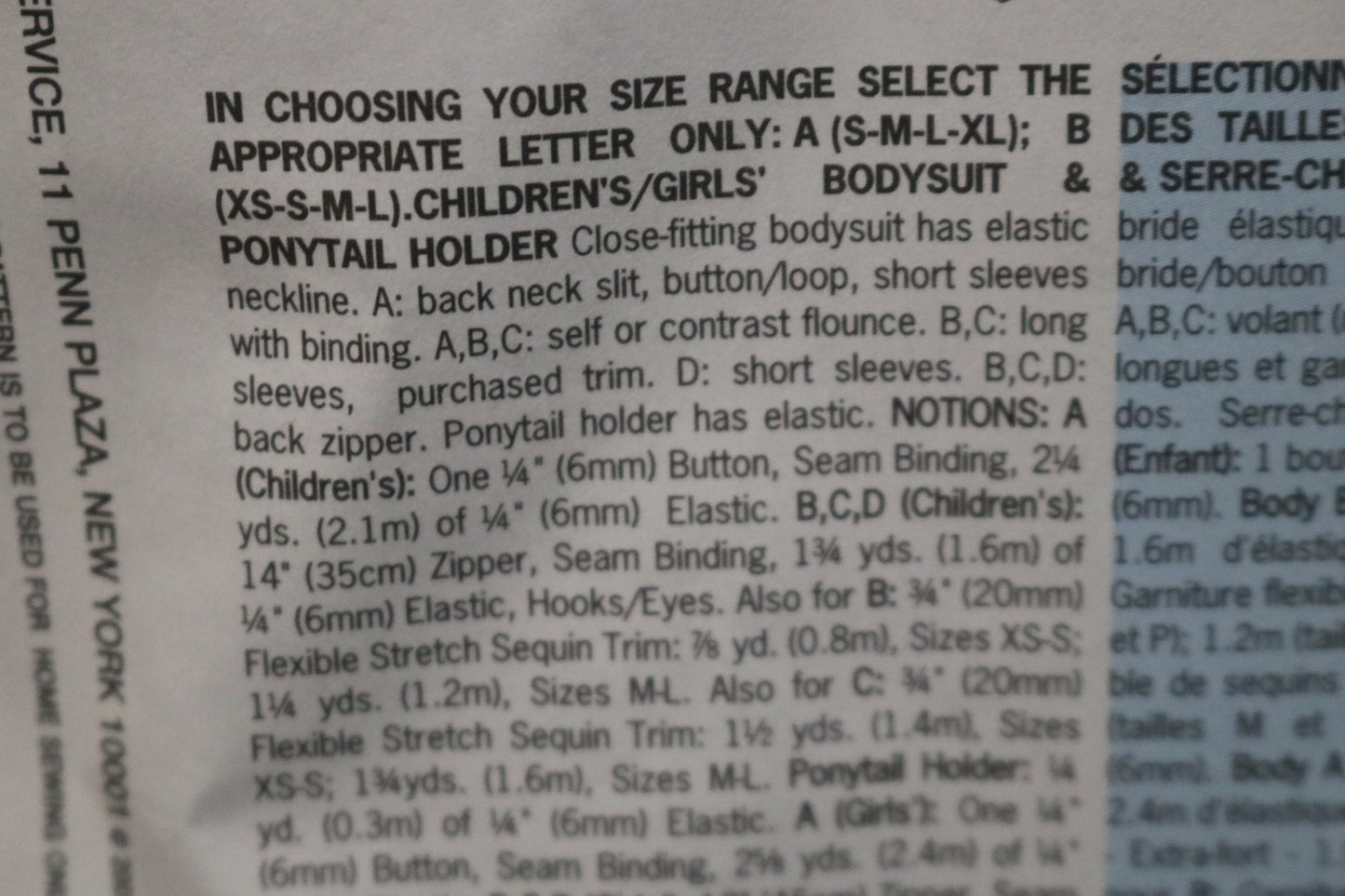 Butterick 5782 Childrens Girls Body Suit and Ponytail Holder Sewing Pattern - UNCUT - Size XS S M