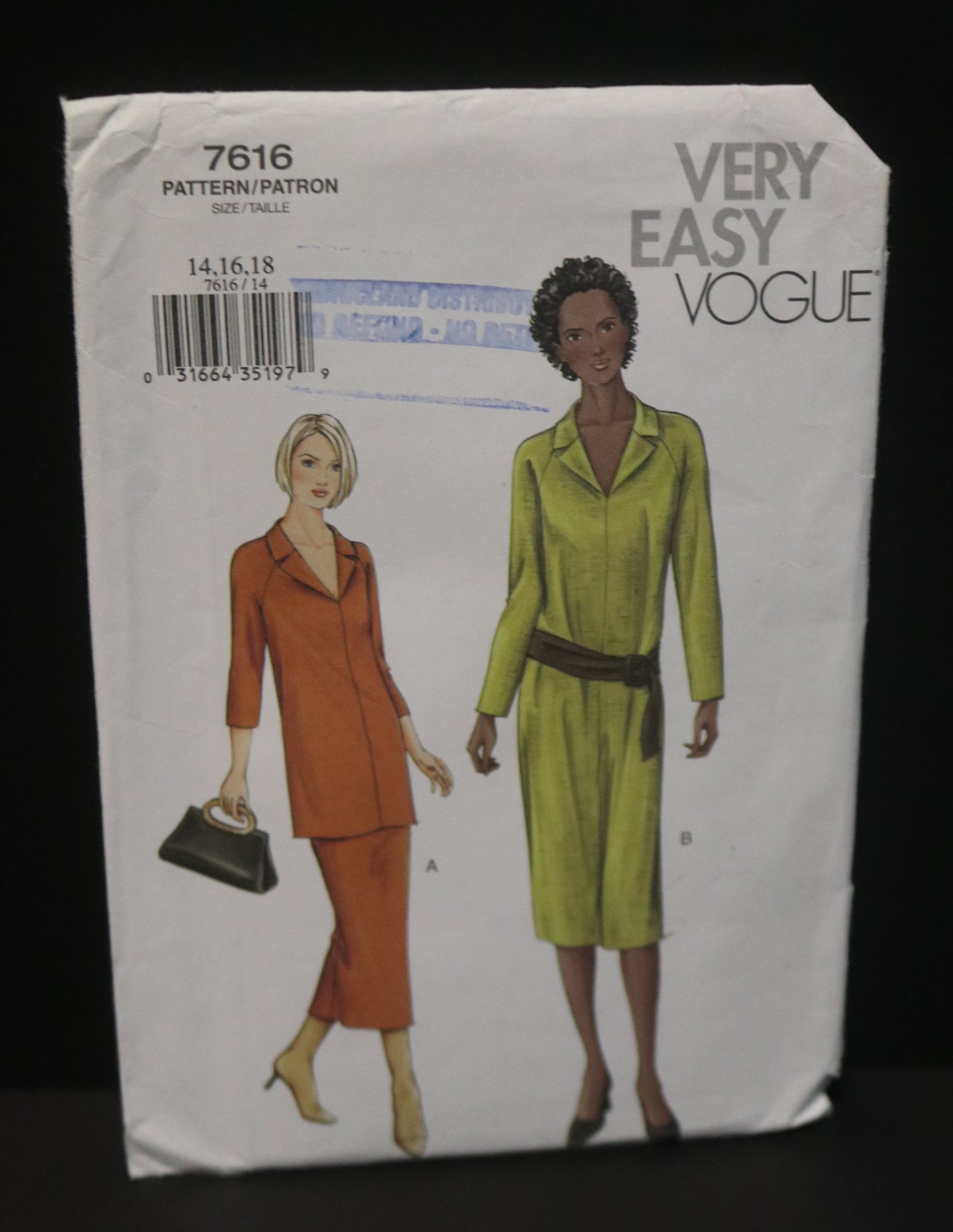 Vogue 7616 Misses Top Dress and Skirt Sewing Pattern - UNCUT - Size 14 16 18