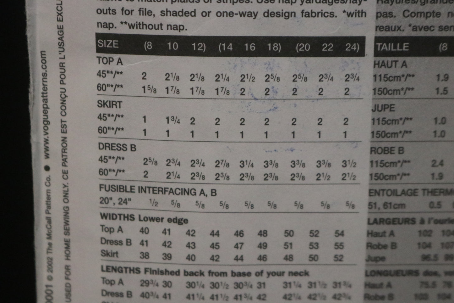 Vogue 7616 Misses Top Dress and Skirt Sewing Pattern - UNCUT - Size 14 16 18