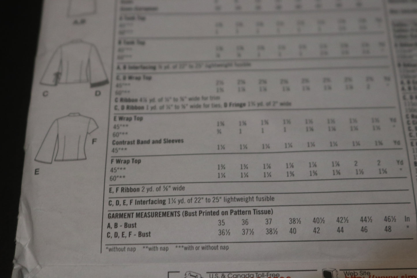 Simplicity 5347 Misses Tank Tops and Wrap Tops Sewing Pattern - UNCUT - Size 14 16 18 20