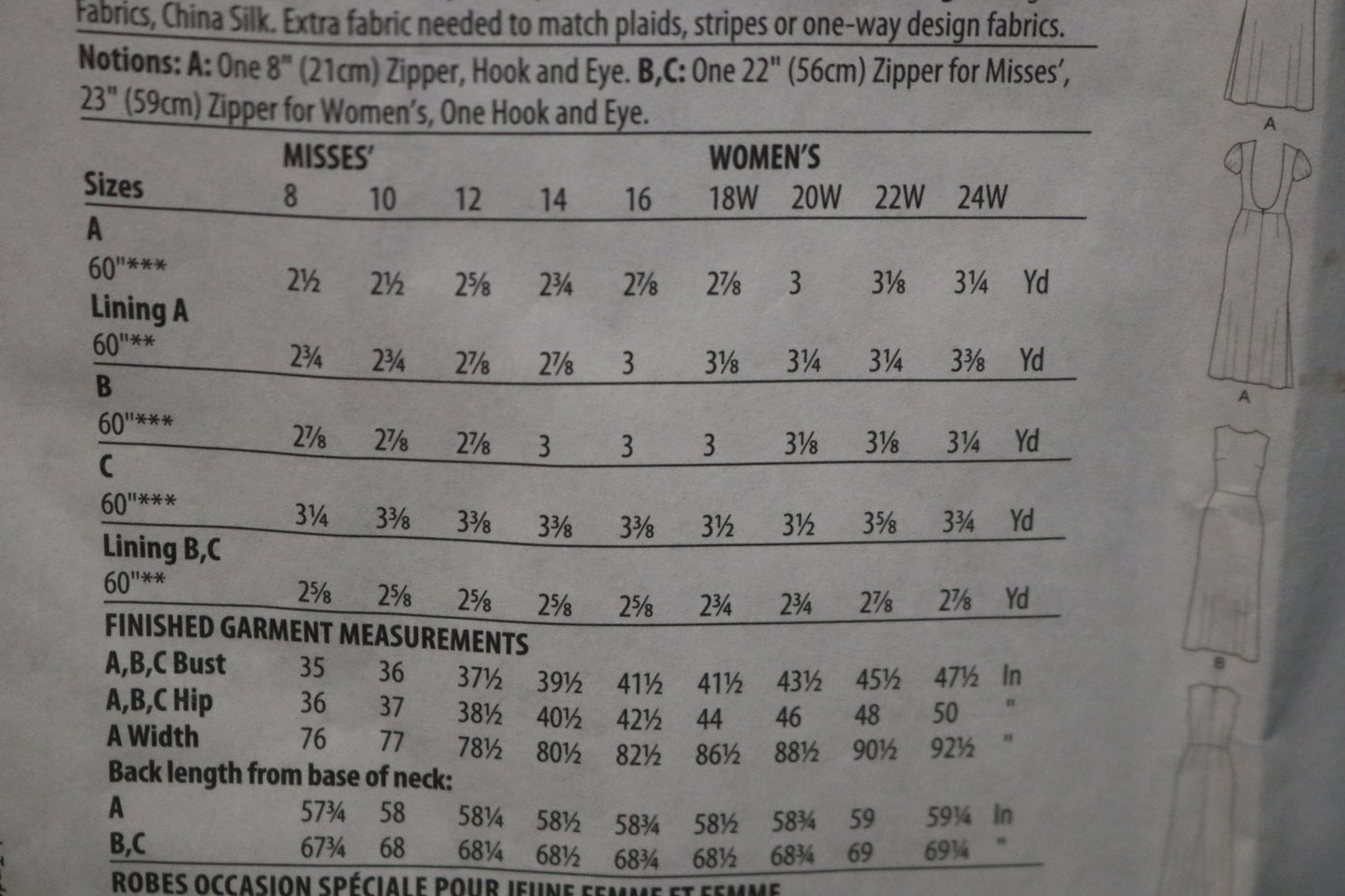 McCalls 8038 Misses Special Occasion Dresses Sewing Pattern - UNCUT - Size  8 10 12 14 16