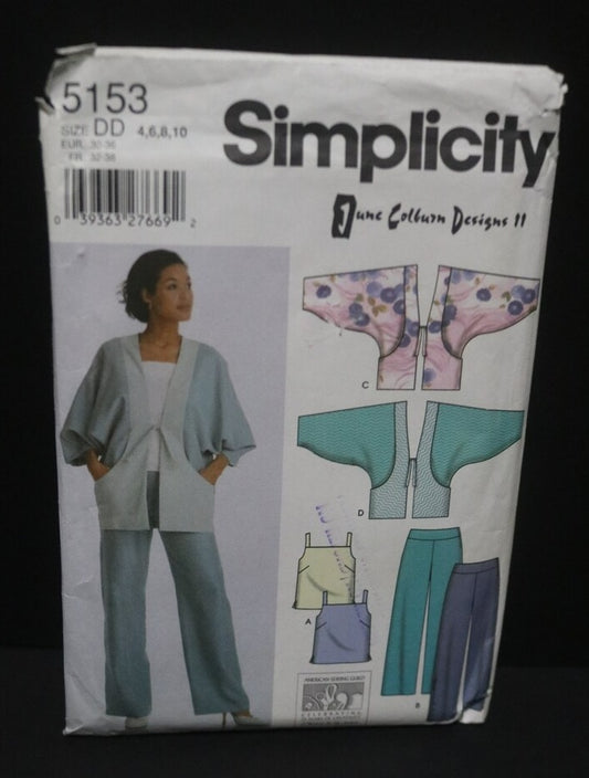 Simplicity 5153 June Colburn Designs II Misses Pants Top and Jacket Sewing Pattern UNCUT Size 4 6 8 10