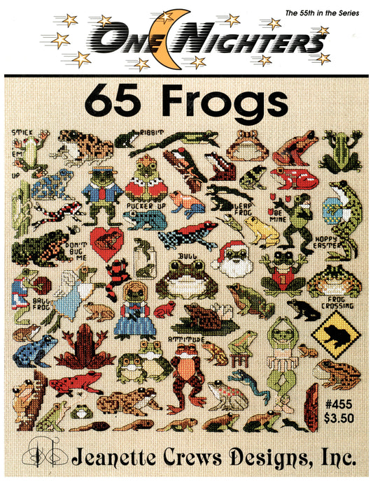 Jeanette Crews One Nighters 65 Frogs Cross Stitch Pattern