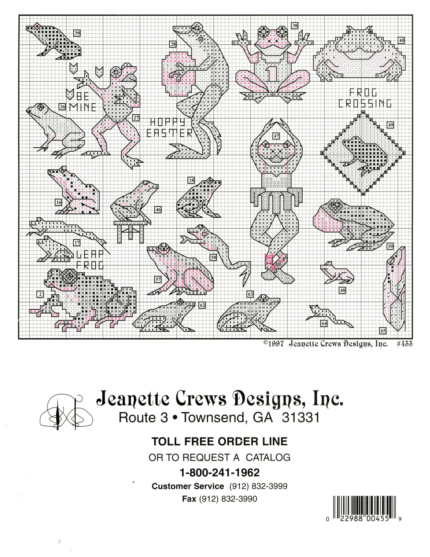 Jeanette Crews One Nighters 65 Frogs Cross Stitch Pattern