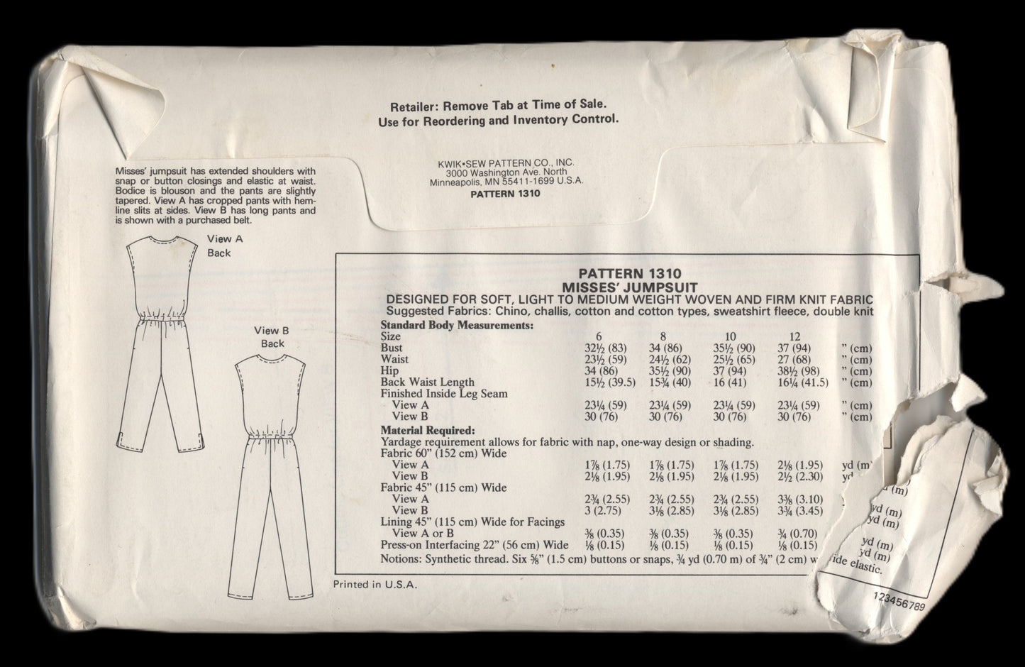 Kwik Sew 1310 Misses Jumpsuit Sewing Pattern - UNCUT - Size 6 8 10 12