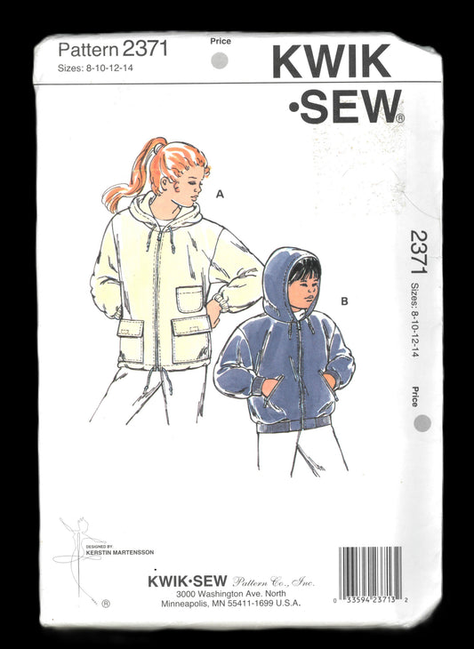 Kwik Sew 2371 Boys and Girls Cardigans (Zip Front Jacket)  Sewing Pattern UNCUT Size 8 10 12 14