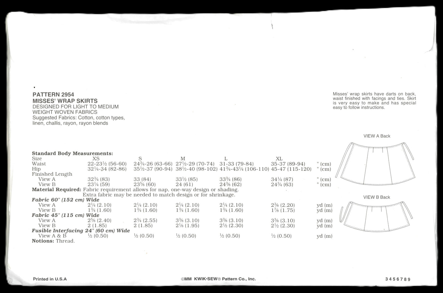 Kwik Sew 2954 Misses Learn to Sew Skirts Sewing Pattern - UNCUT - Size Xs S M L XL