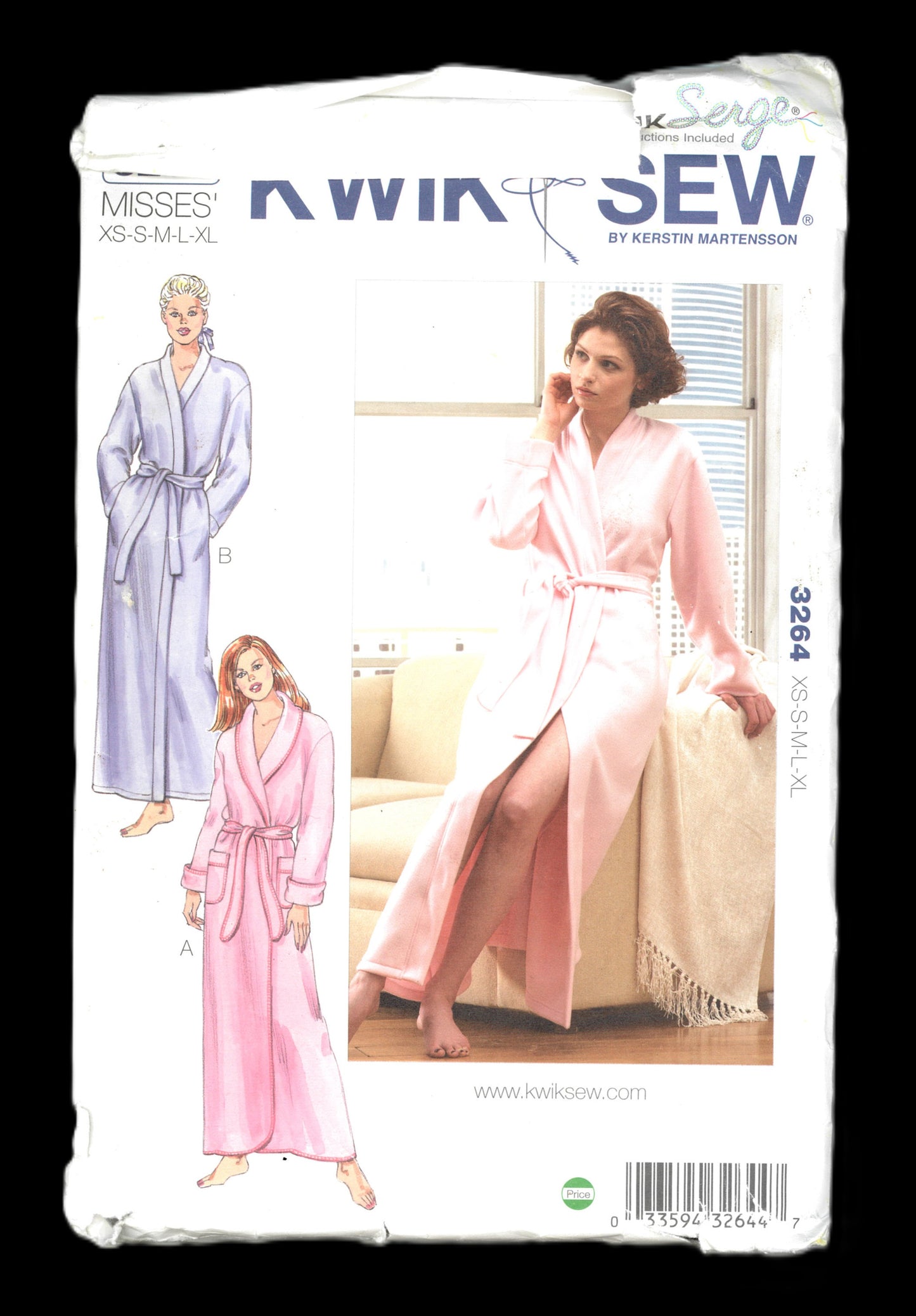 Kwik Sew 3264 Misses Wrap Robes Sewing Pattern - UNCUT - Size XS S M L XL