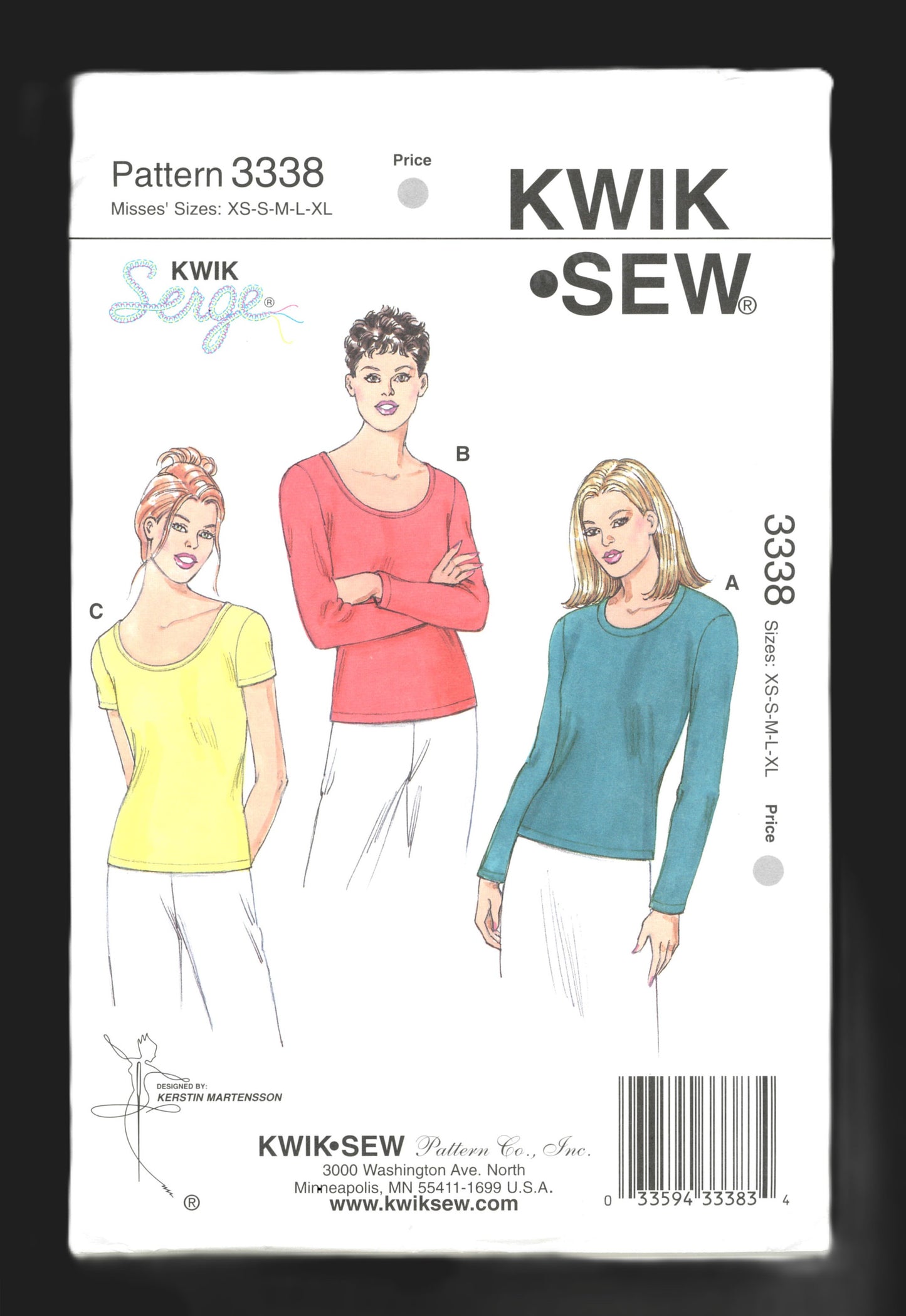 Kwik Sew 3338 Misses Tops Sewing Pattern - UNCUT - Size Xs S M L XL
