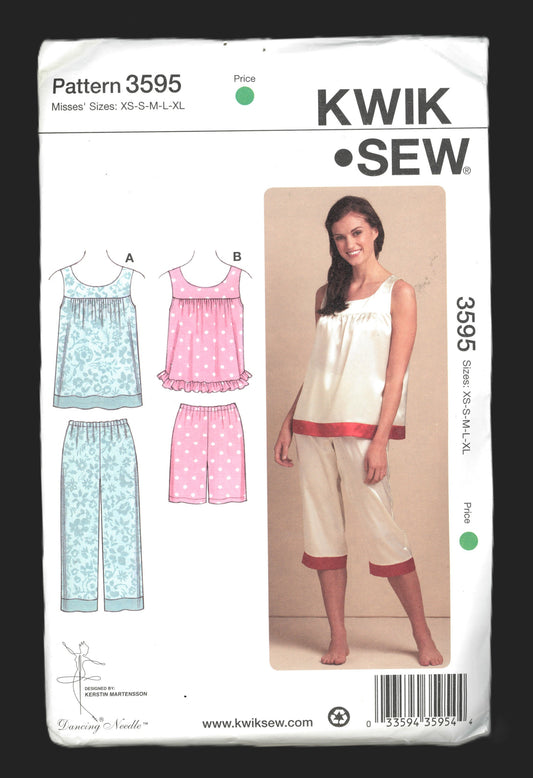 Kwik Sew 3595 Misses Pajamas Sewing Pattern - UNCUT - Size XS S M L XL