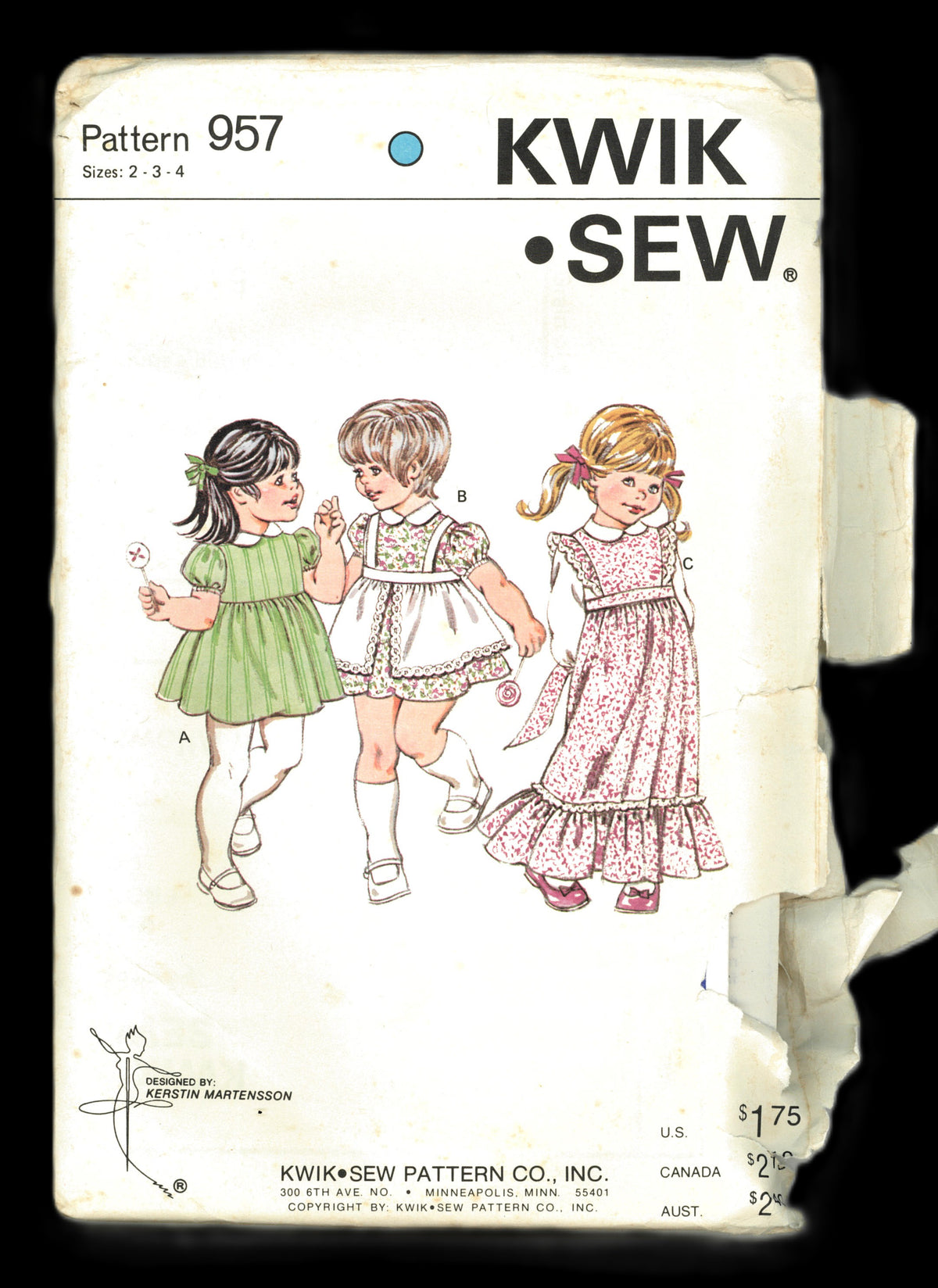 Kwik Sew 957 Girls Dress Sewing Pattern UNCUT Size 2 3 4