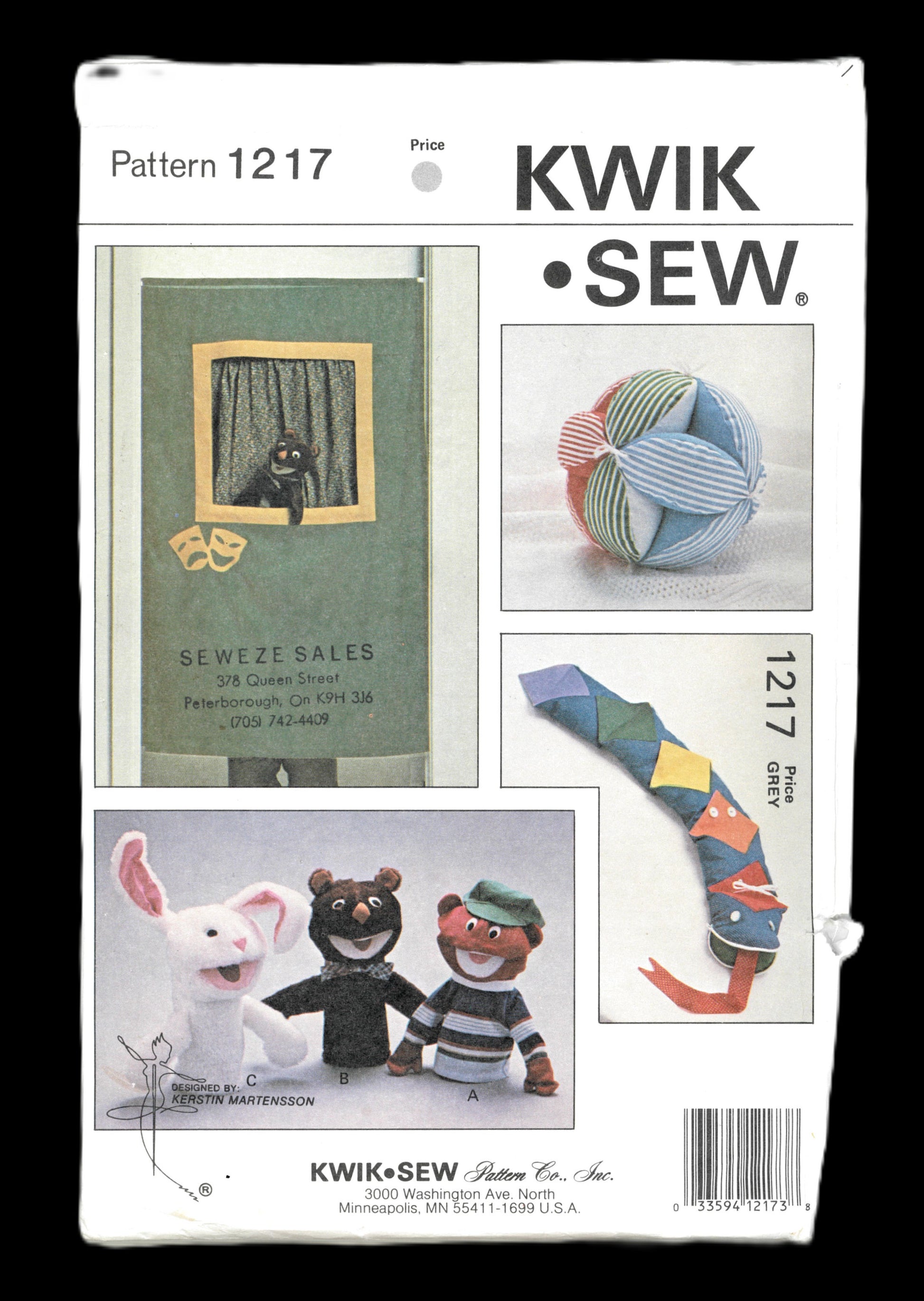 Kwik Sew 1217 Learning Toys Sewing Pattern UNCUT - Puppets, Puppet Curtain, Baby Ball and Learning Snake