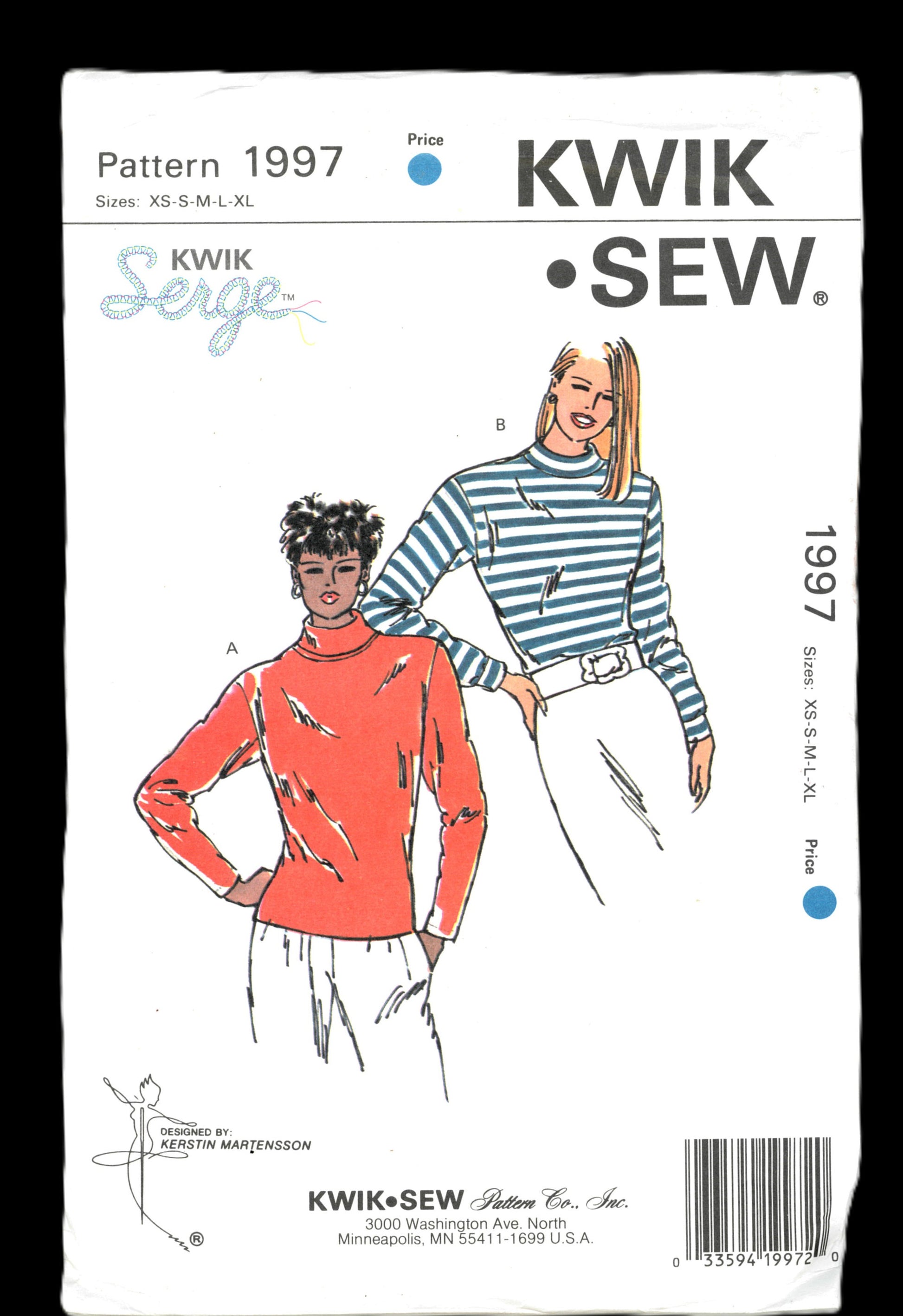 Kwik Sew 1997 Misses Tops Sewing Pattern - UNCUT - Size Xs S M L XL