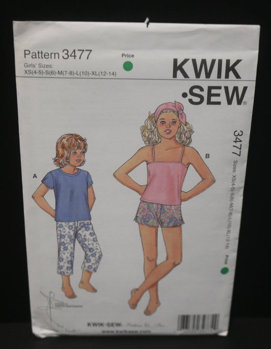 Kwik Sew 3477 Girls Sleepwear Sewing Pattern - UNCUT - Size XS S M L XL