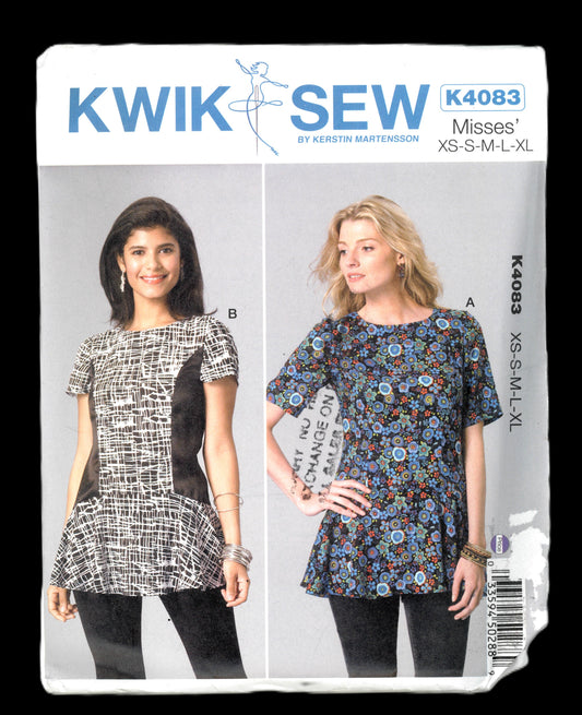 Kwik Sew 4083 Misses Tops Sewing Pattern - UNCUT - Size Xs S M L XL