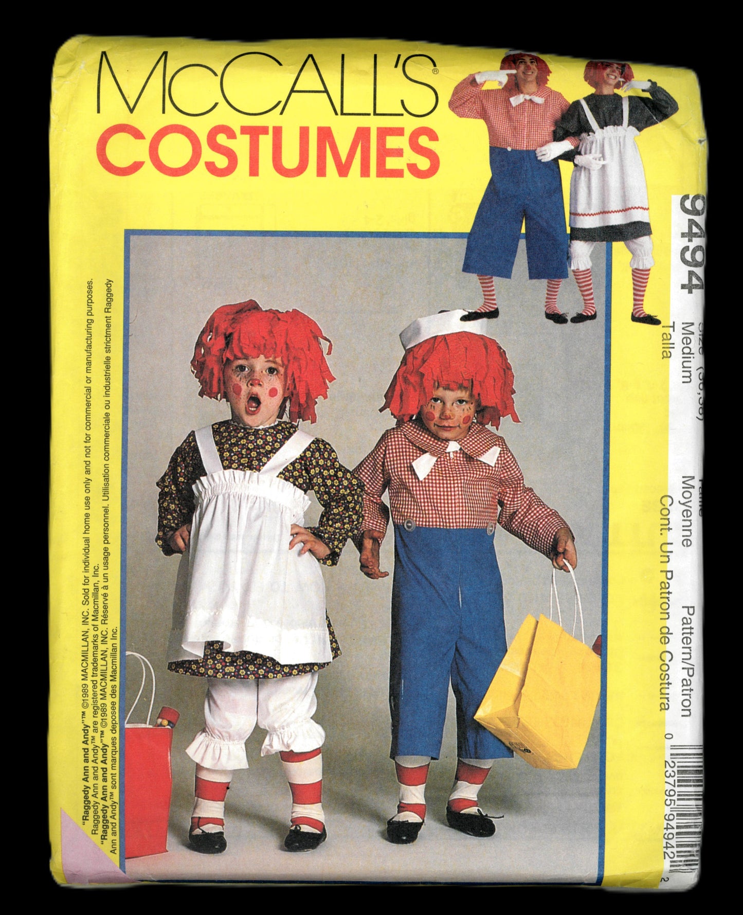 McCalls 9494 Misses and Mens Raggedy Ann and Andy Costumes Sewing Pattern - UNCUT - Size Medium (36 -38)