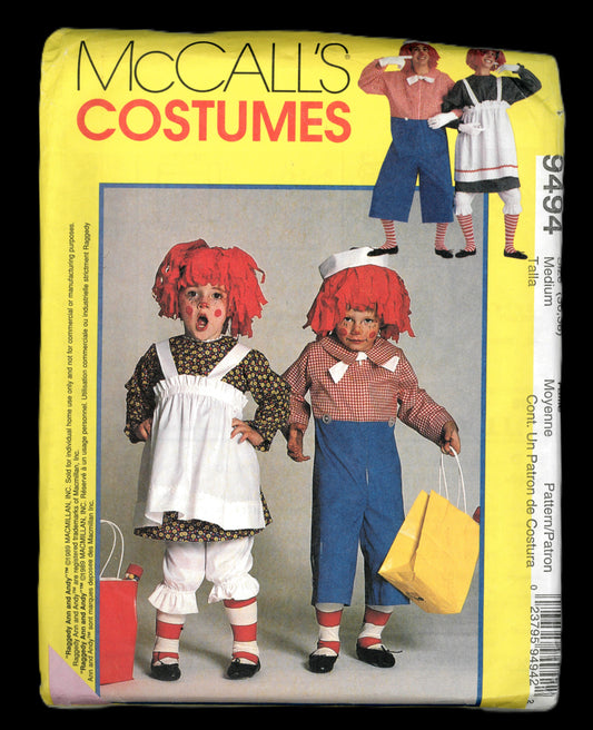 McCalls 9494 Misses and Mens Raggedy Ann and Andy Costumes Sewing Pattern - UNCUT - Size Medium (36 -38)