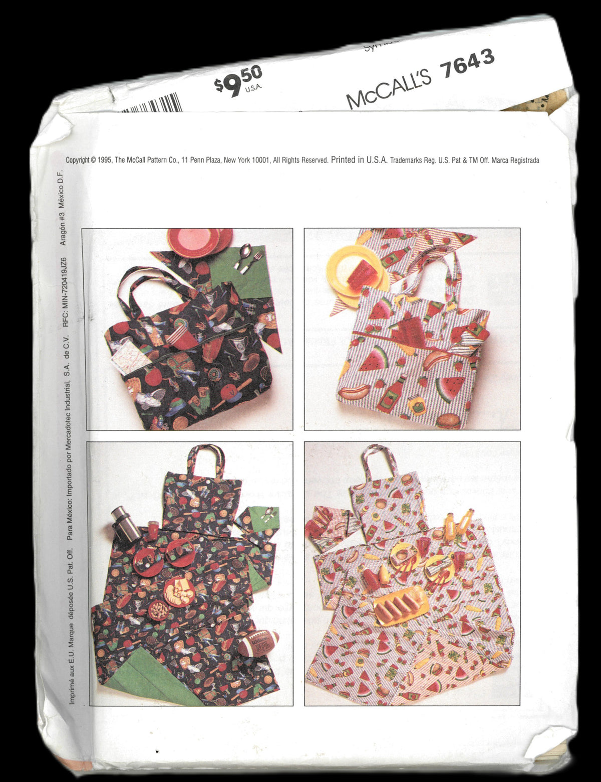 McCalls 705  Beach Tote Bags  Sewing Pattern UNCUT