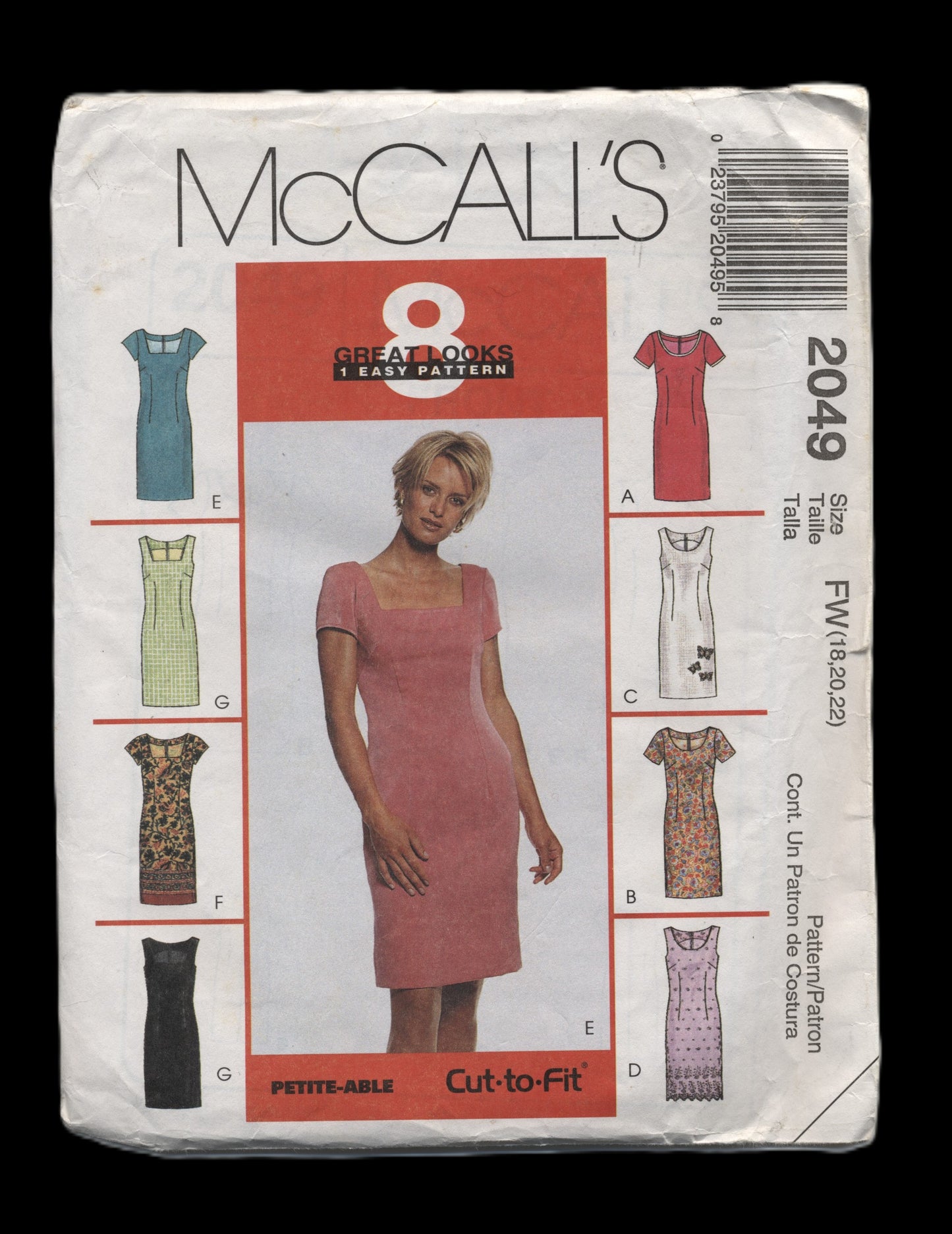 McCalls 2049 Misses Dresses Sewing Pattern - UNCUT - Size  18 20 22