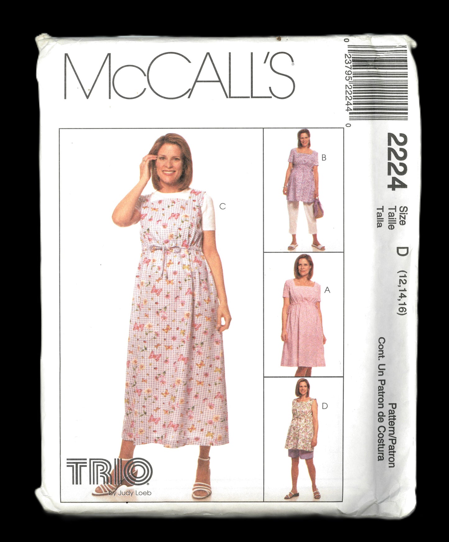 McCalls 2224 Maternity Dress or Top and Pants or Shorts Sewing Pattern UNCUT Size 6 8 10 Or Size 12 14 16
