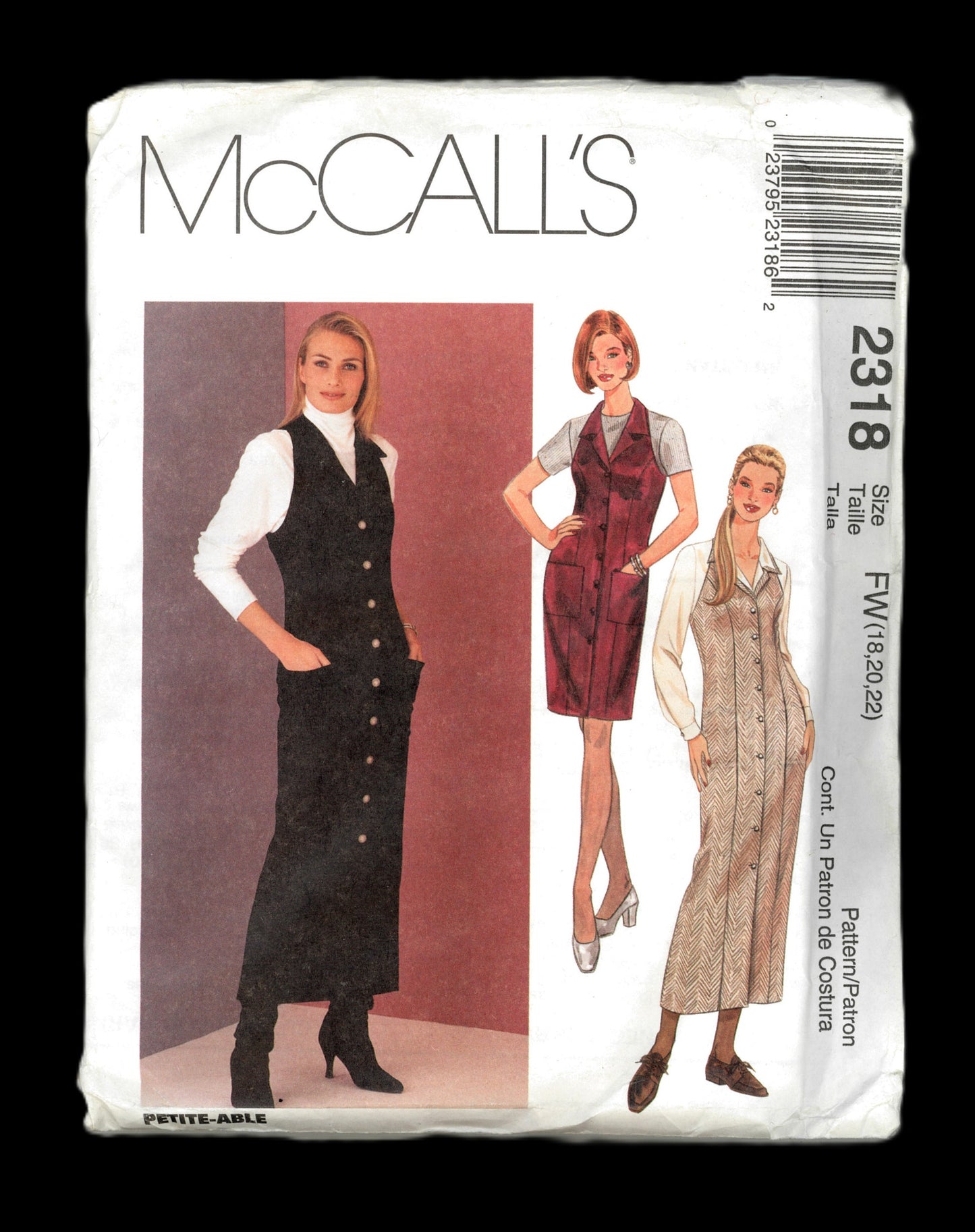 McCalls 2318 Misses Jumper Sewing Pattern - UNCUT - Size 6 8 10 or Size 18 20 22