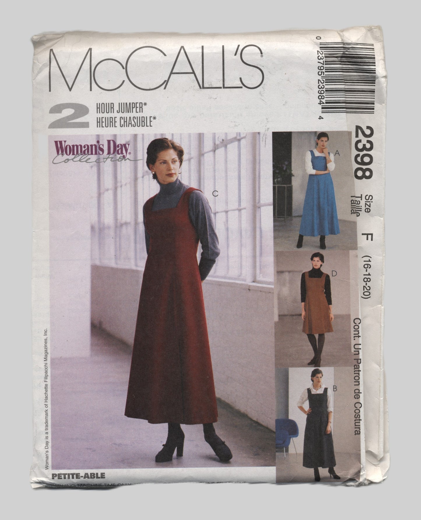 McCalls 2398 Misses Jumper in Two Lengths Sewing Pattern - UNCUT - Size 10 12 14 or Size 16 18 20 or Size Size 20 22 24