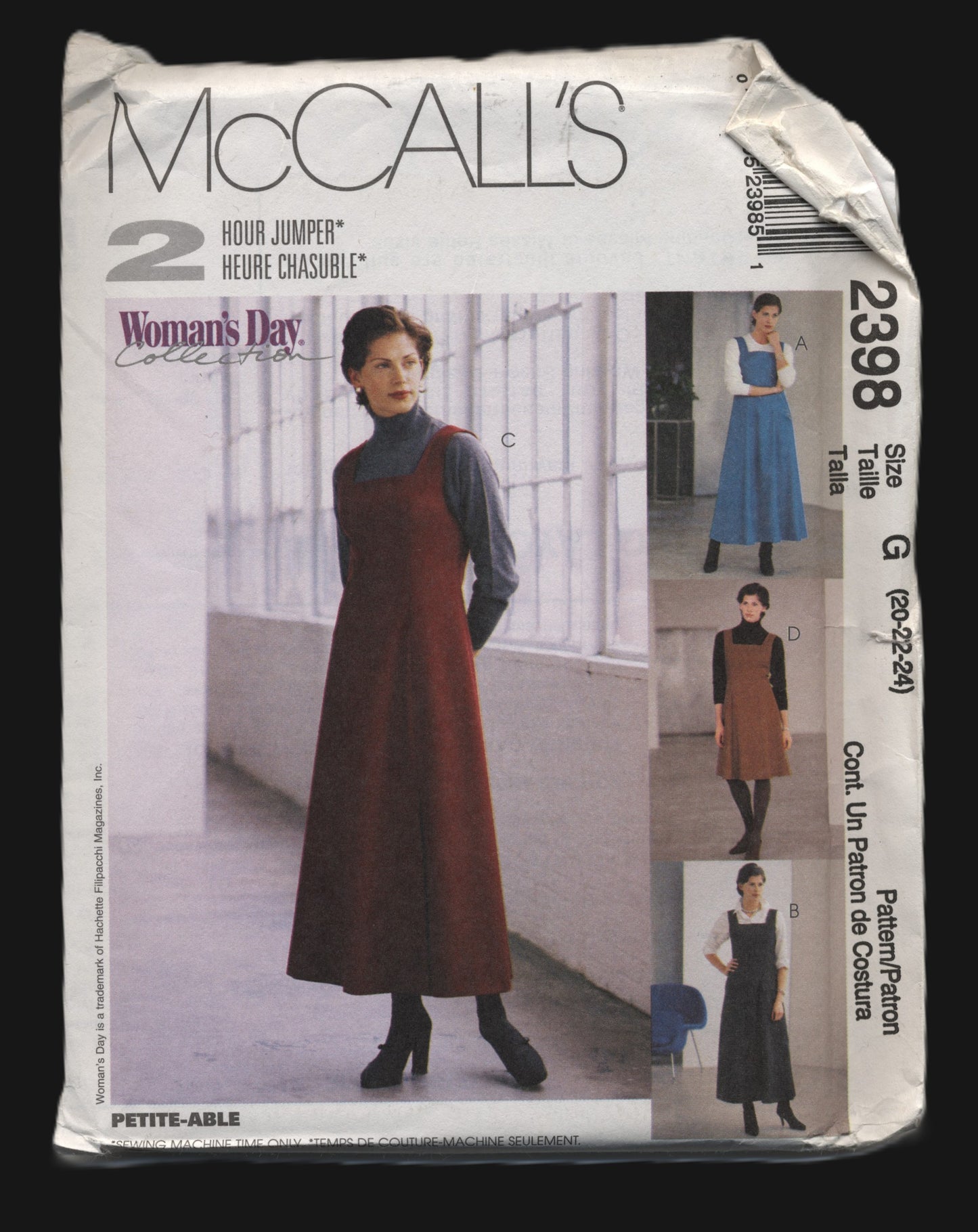 McCalls 2398 Misses Jumper in Two Lengths Sewing Pattern - UNCUT - Size 10 12 14 or Size 16 18 20 or Size Size 20 22 24