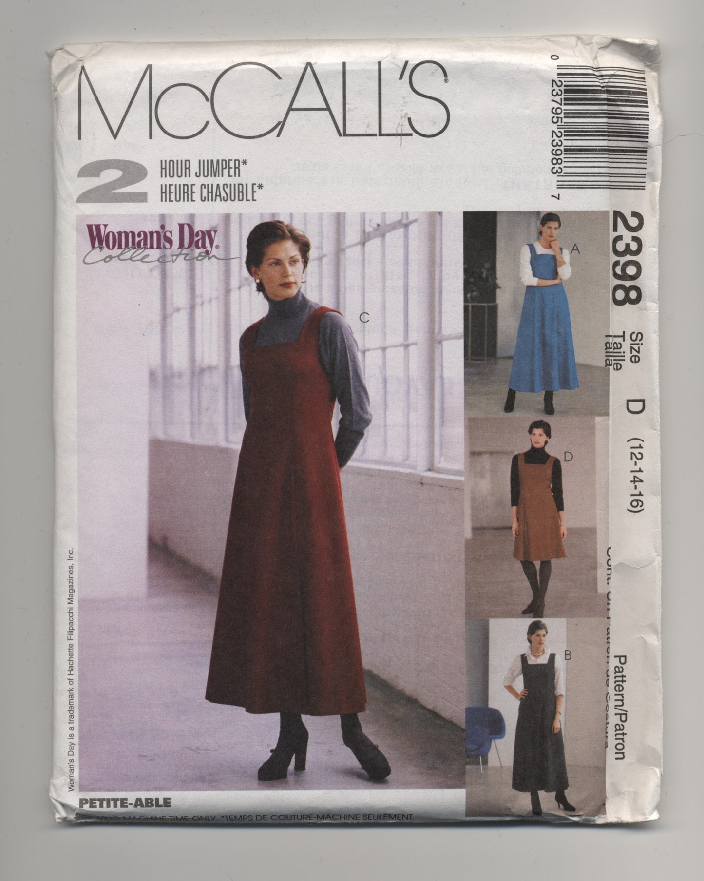 McCalls 2398 Misses Jumper in Two Lengths Sewing Pattern - UNCUT - Size 10 12 14 or Size 16 18 20 or Size Size 20 22 24