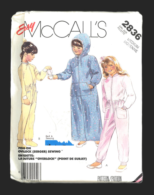 McCalls 2836 Girls Robe Pajamas Botties Sewing Pattern UNCUT Size Medium