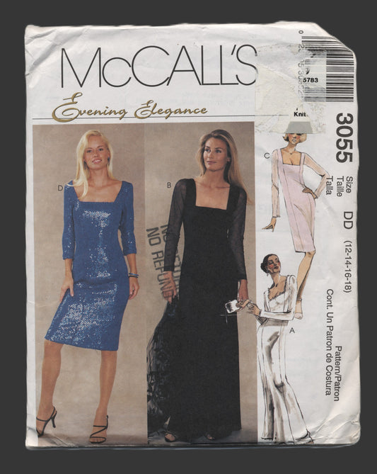 McCalls 3055 Evening Elegance Misses / Misses Petite Lined Dress in Two Lengths Sewing Pattern - UNCUT - Size 12 14 16 18